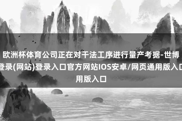 欧洲杯体育公司正在对干法工序进行量产考据-世博登录(网站)登录入口官方网站IOS安卓/网页通用版入口
