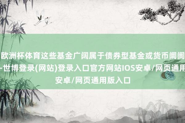 欧洲杯体育这些基金广阔属于债券型基金或货币阛阓型基金-世博登录(网站)登录入口官方网站IOS安卓/网页通用版入口