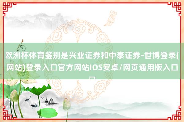 欧洲杯体育鉴别是兴业证券和中泰证券-世博登录(网站)登录入口官方网站IOS安卓/网页通用版入口